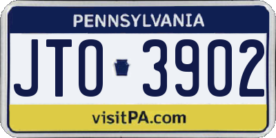 PA license plate JTO3902