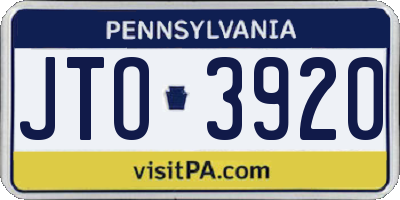 PA license plate JTO3920