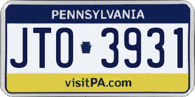 PA license plate JTO3931