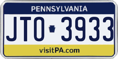PA license plate JTO3933