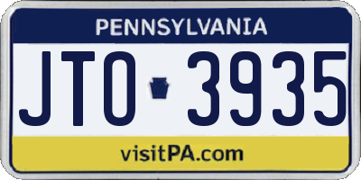 PA license plate JTO3935