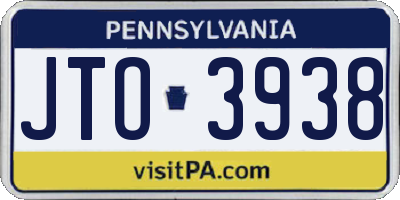 PA license plate JTO3938