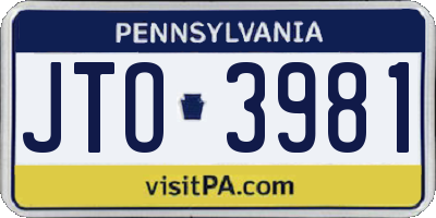 PA license plate JTO3981