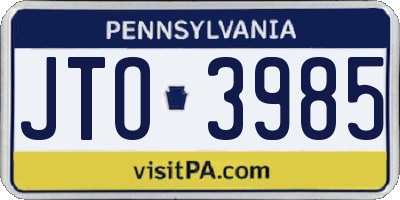 PA license plate JTO3985