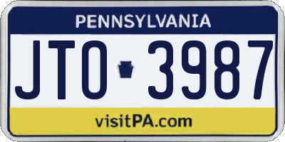 PA license plate JTO3987
