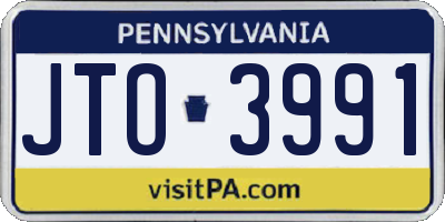 PA license plate JTO3991