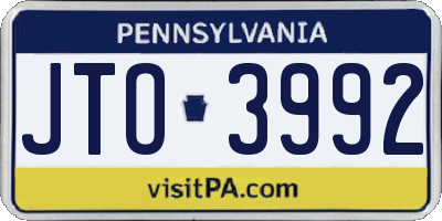 PA license plate JTO3992