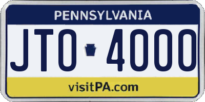 PA license plate JTO4000
