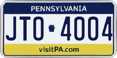 PA license plate JTO4004