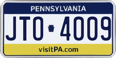 PA license plate JTO4009