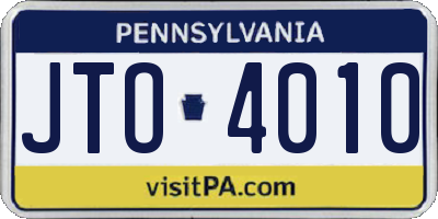 PA license plate JTO4010