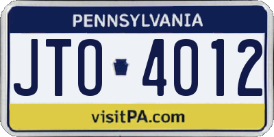 PA license plate JTO4012