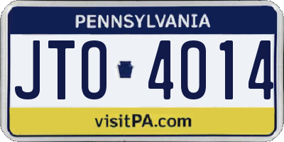 PA license plate JTO4014