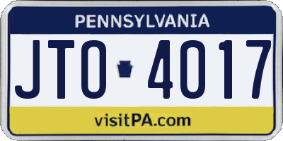 PA license plate JTO4017