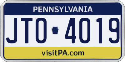 PA license plate JTO4019