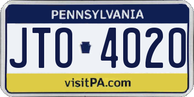 PA license plate JTO4020