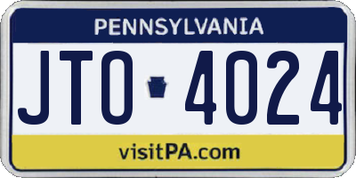 PA license plate JTO4024