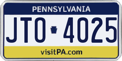 PA license plate JTO4025