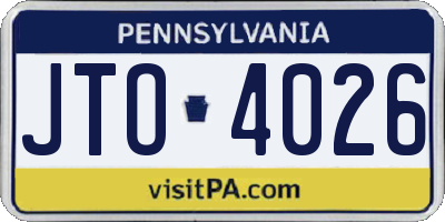 PA license plate JTO4026