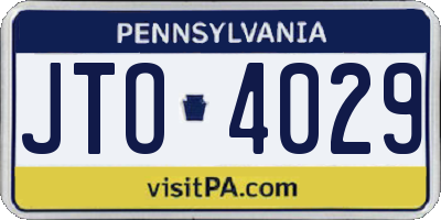PA license plate JTO4029