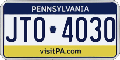 PA license plate JTO4030