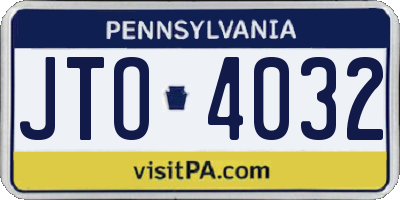 PA license plate JTO4032