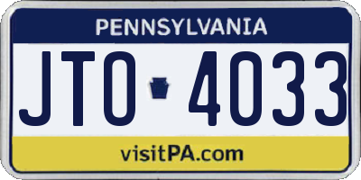 PA license plate JTO4033