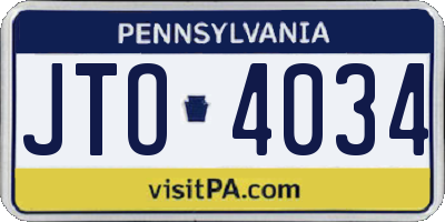 PA license plate JTO4034