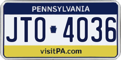 PA license plate JTO4036