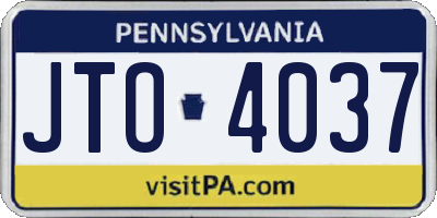 PA license plate JTO4037