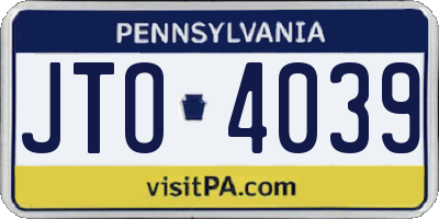 PA license plate JTO4039