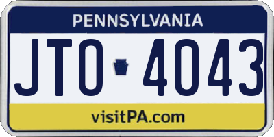 PA license plate JTO4043