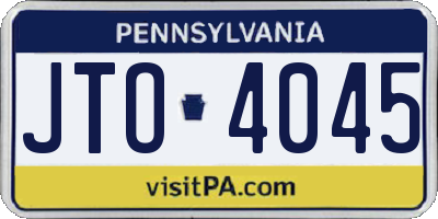 PA license plate JTO4045