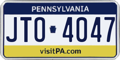 PA license plate JTO4047