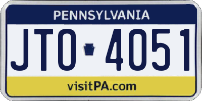 PA license plate JTO4051