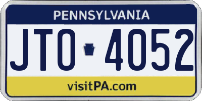 PA license plate JTO4052