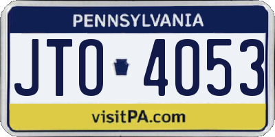 PA license plate JTO4053