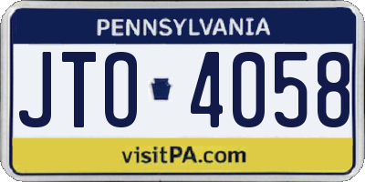 PA license plate JTO4058