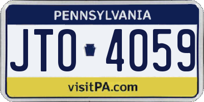 PA license plate JTO4059