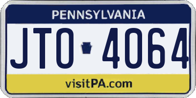 PA license plate JTO4064