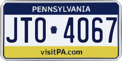 PA license plate JTO4067