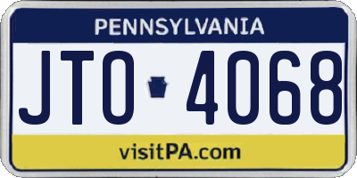 PA license plate JTO4068