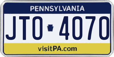 PA license plate JTO4070
