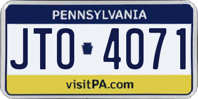 PA license plate JTO4071