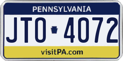 PA license plate JTO4072