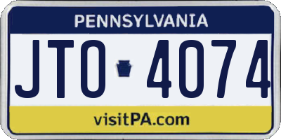PA license plate JTO4074