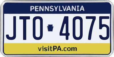 PA license plate JTO4075