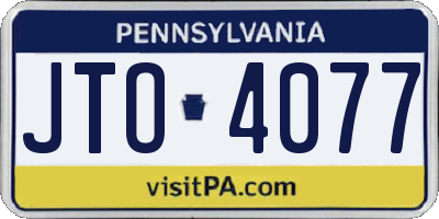 PA license plate JTO4077