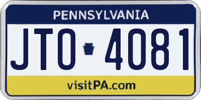 PA license plate JTO4081