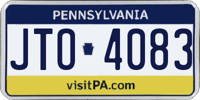 PA license plate JTO4083